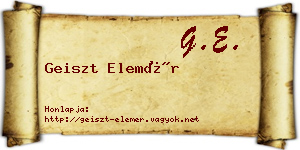 Geiszt Elemér névjegykártya