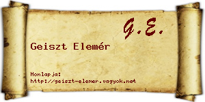 Geiszt Elemér névjegykártya